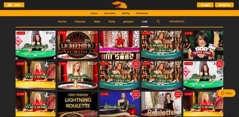 Snabbis Live Casino Selection