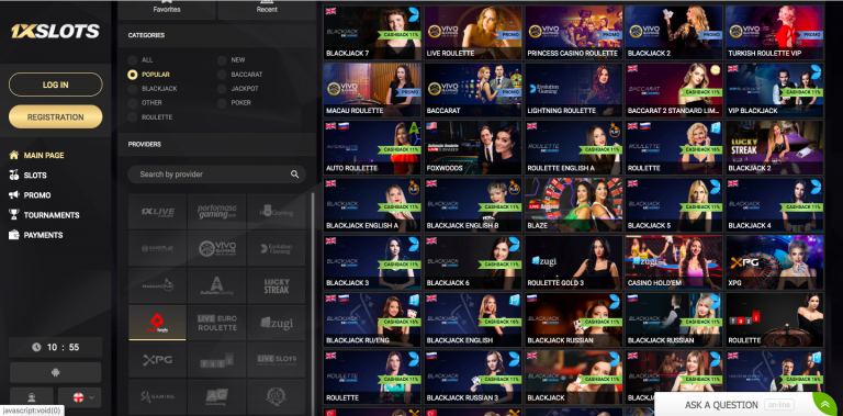 1XSlots Live Casino Games