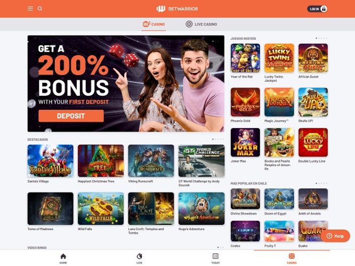 BetWarrior Casino Homepage