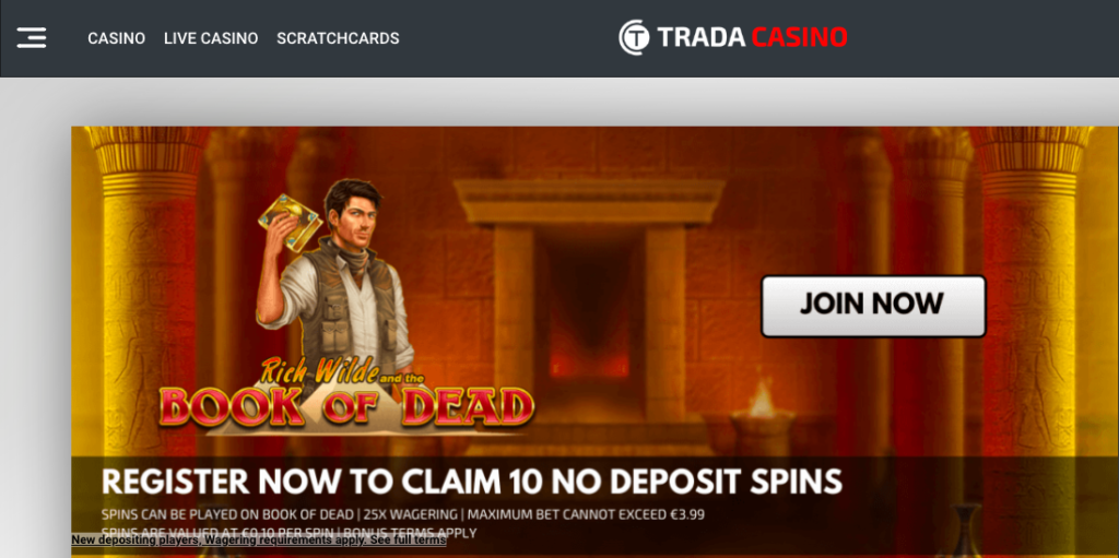 TradaCasino No Deposit Spins