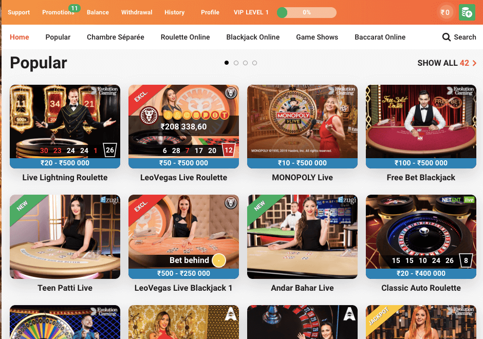 LeoVegas Live Casino Games