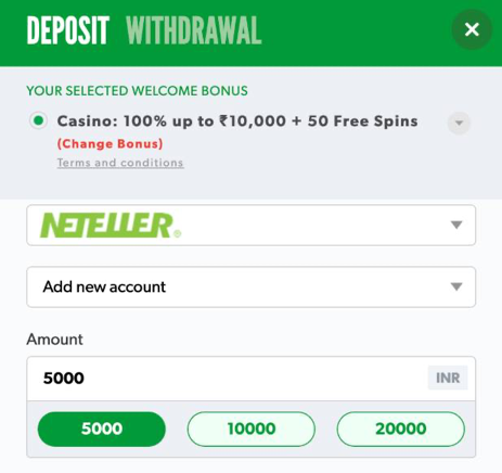 Neteller Payment method on Rizk