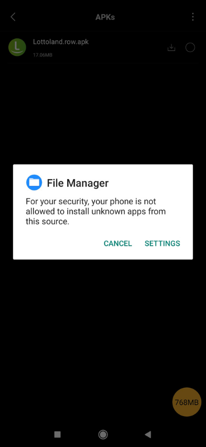 allow unknown app permission