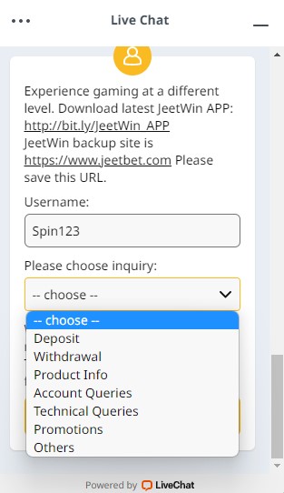 JeetWin Live Chat & Support