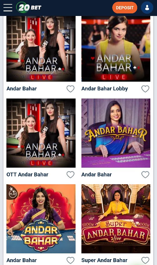 Andar Bahar on 20Bet