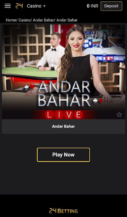 Screenshot of Andar Bahar at 24betting