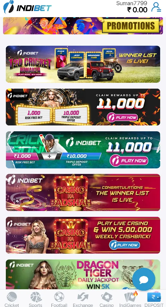 Indibet Bonus Offers