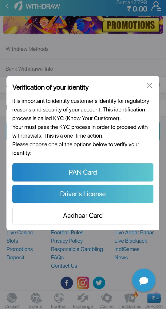 Indibet Verification