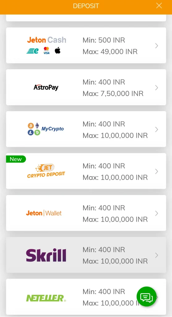 Deposit Methods at Cricbaba