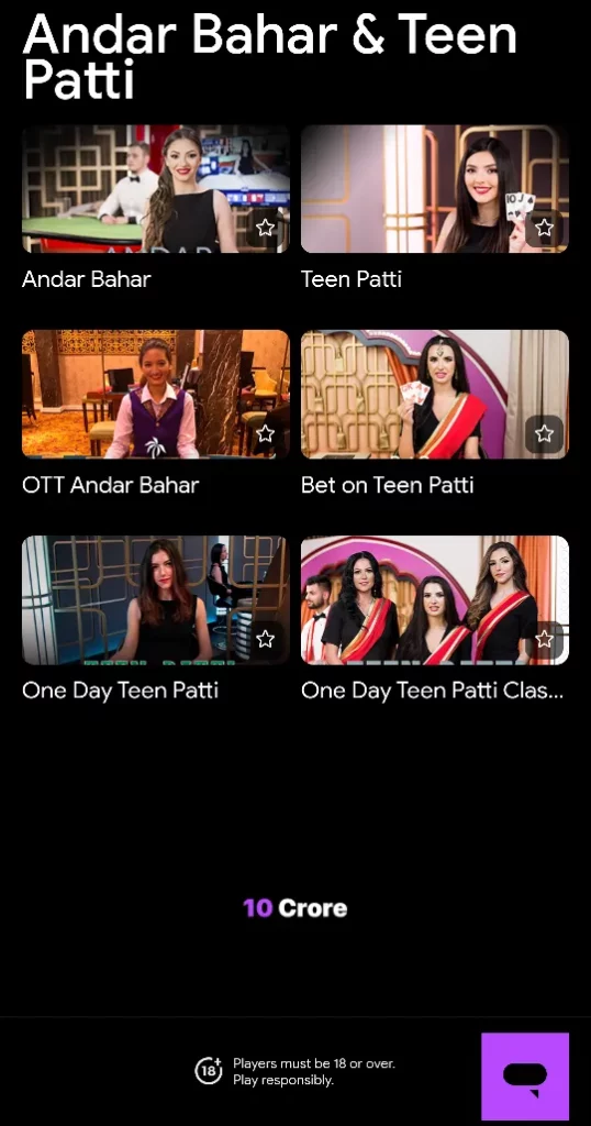 Andar Bahar and Teen Patti at 10Crore