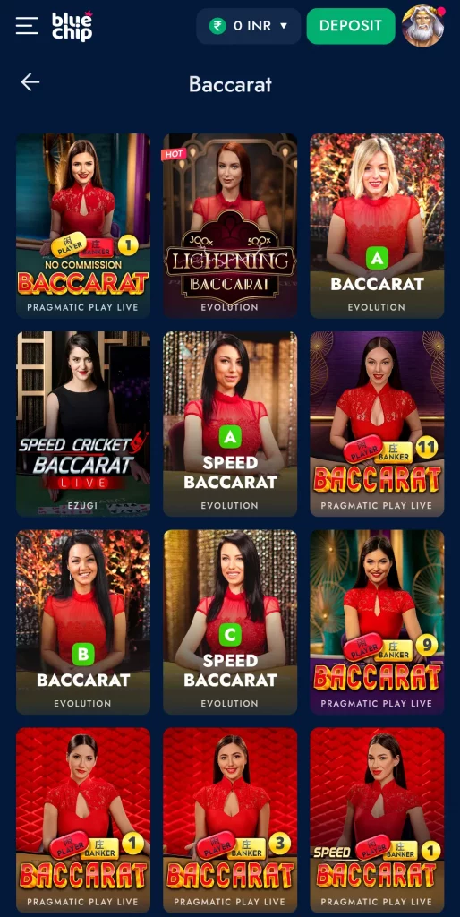 Baccarat at Bluechip casino