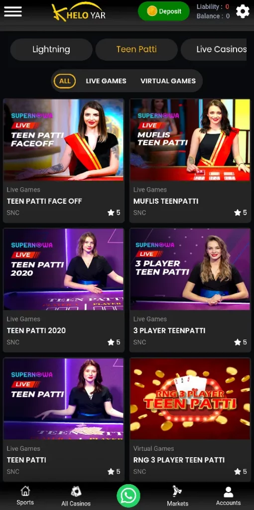 Teen Patti at Kheloyar