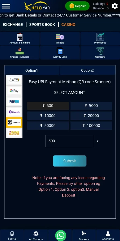 Deposit Methods at Kheloyar