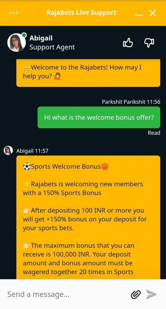 Rajabets at Customer Support