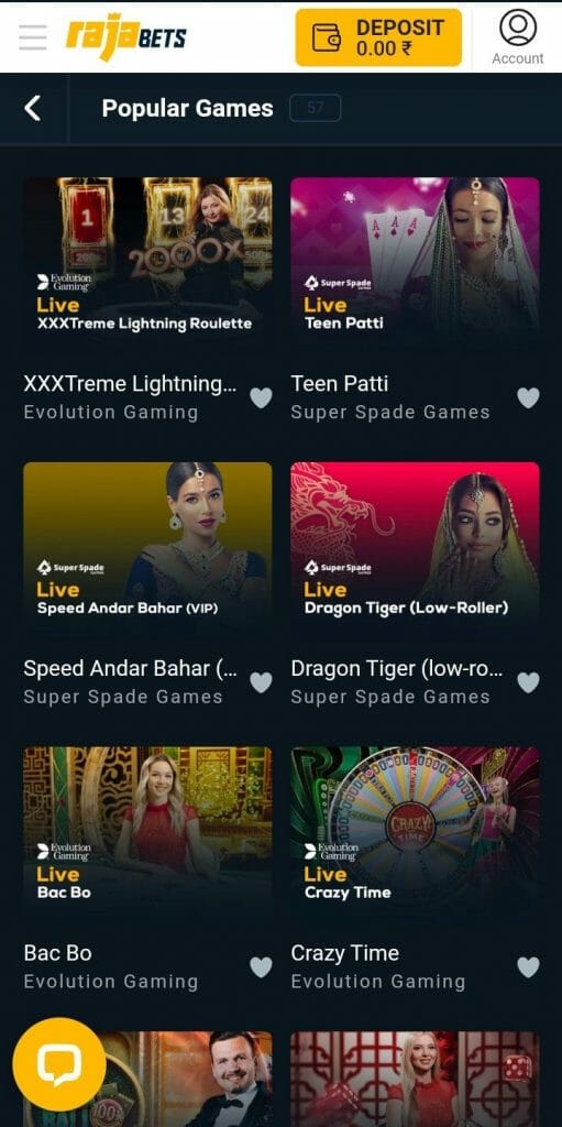 Popular Games on Rajabets