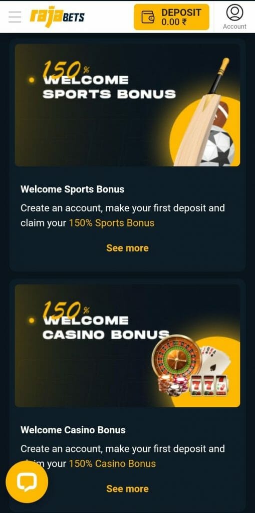 Welcome Bonus at Rajabets