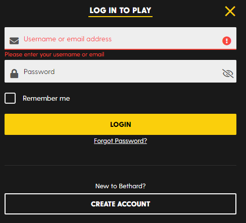 Bethard Casino Create Account