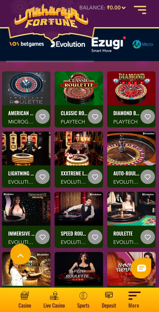  Roulette at Maharaja Fortune Casino